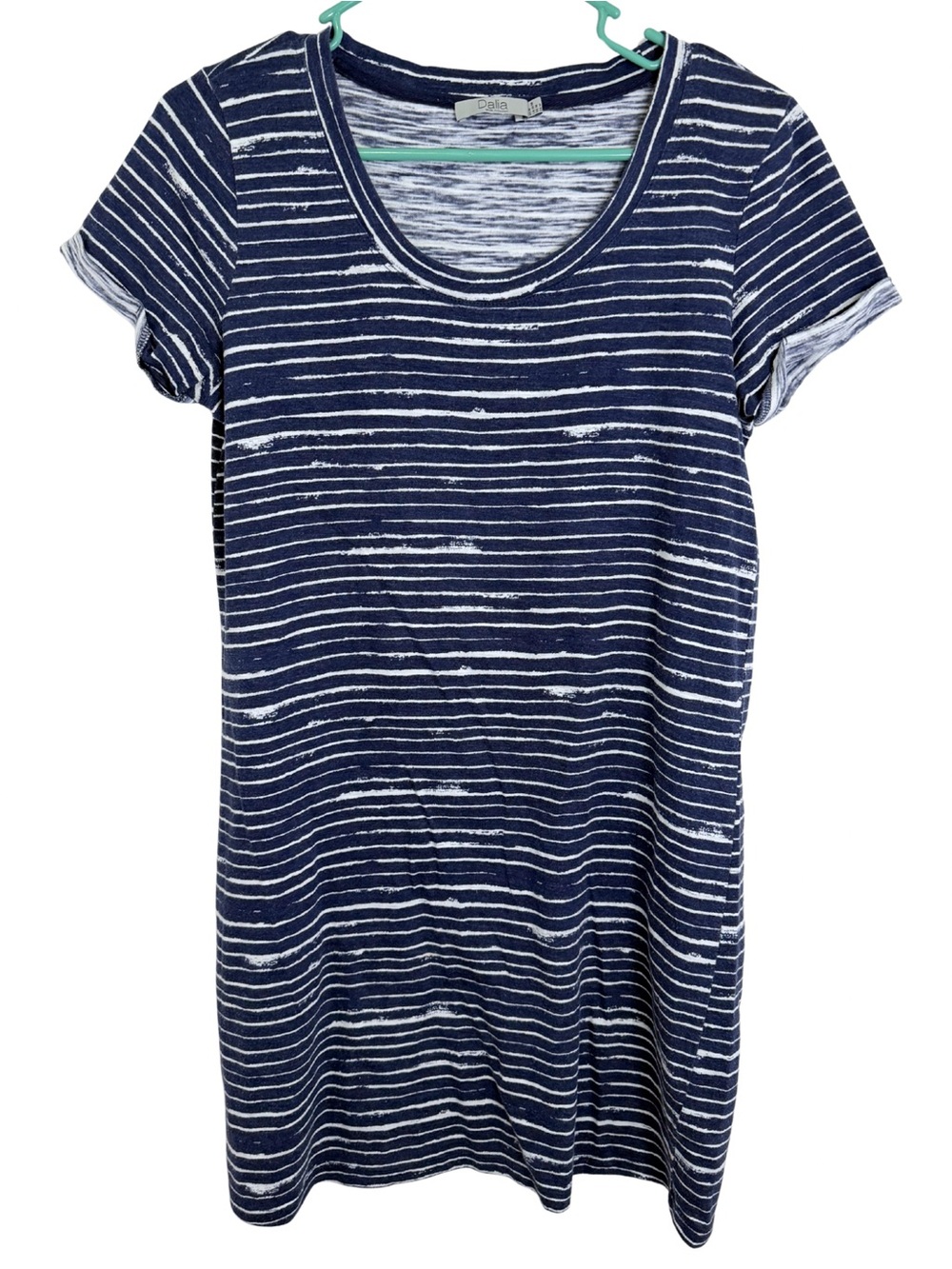 3/$20 Dalia Navy Blue and White Striped Scoop Neck Knit Dress Size Medium